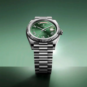 Relógio automático masculino London Green em composição sofisticada