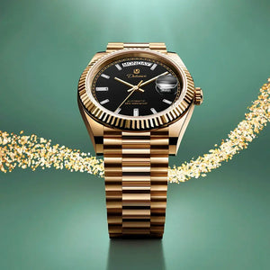 Relógio automático masculino London Black Gold em composição sofisticada