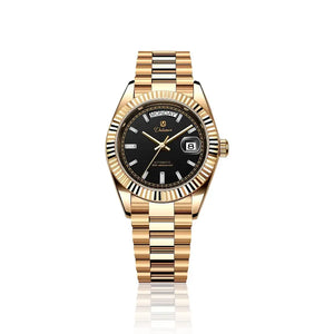 Relógio automático masculino London Black Gold em fundo branco