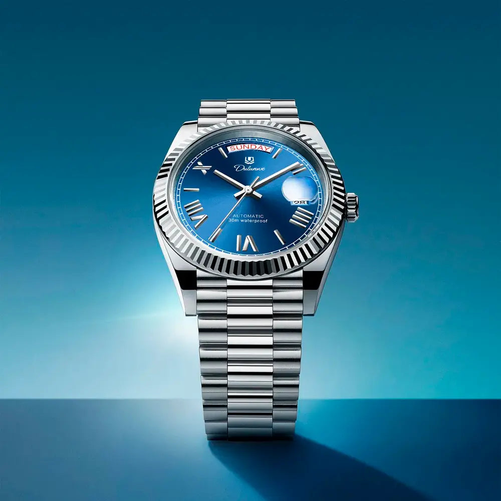 Relógio automático masculino London Blue em composição sofisticada