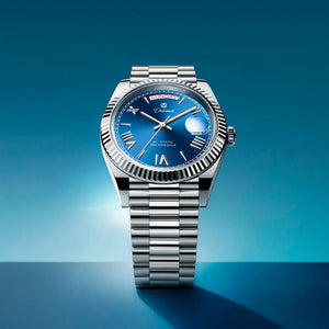 Relógio automático masculino London Blue em composição sofisticada