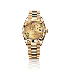 Relógio automático masculino London Gold em fundo branco