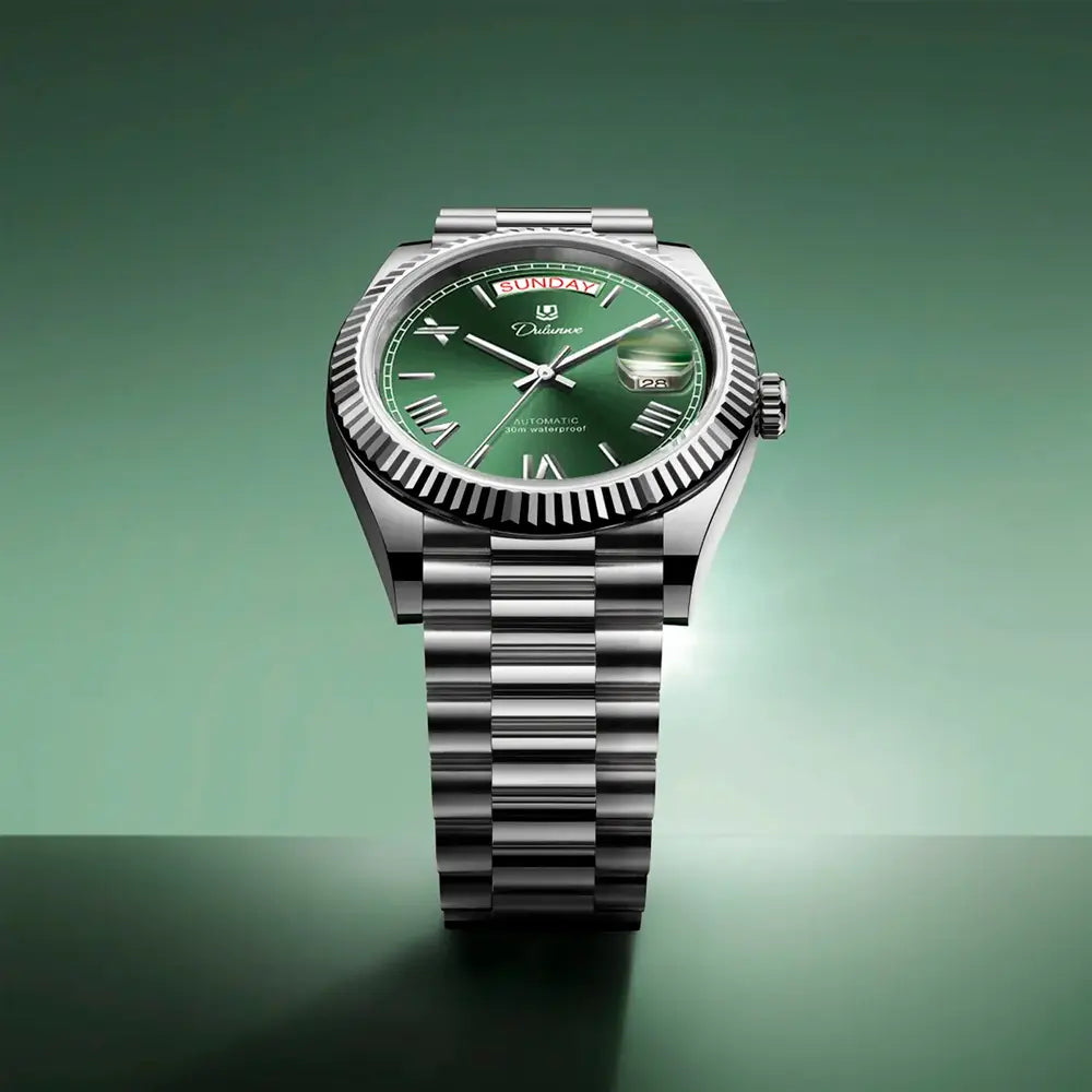 Relógio automático masculino London Green em composição sofisticada