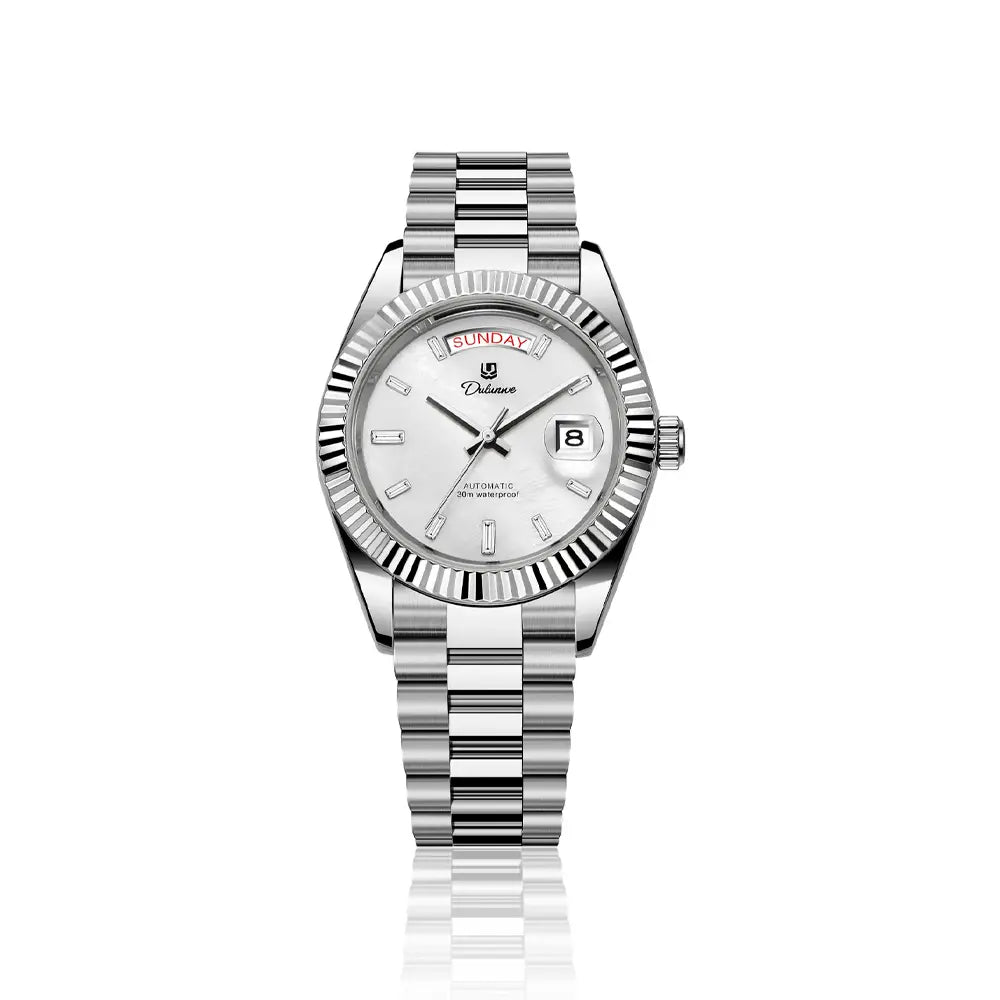 Relógio automático masculino London White em fundo branco