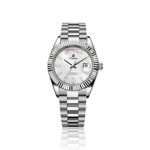 Relógio automático masculino London White em fundo branco